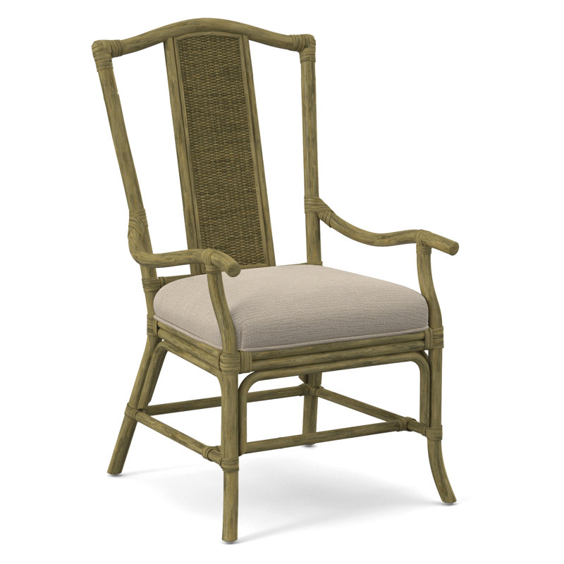 Drury Lane Slat Back Dining Arm Chair, Stone Crypton Performance; 0884-83, Brass