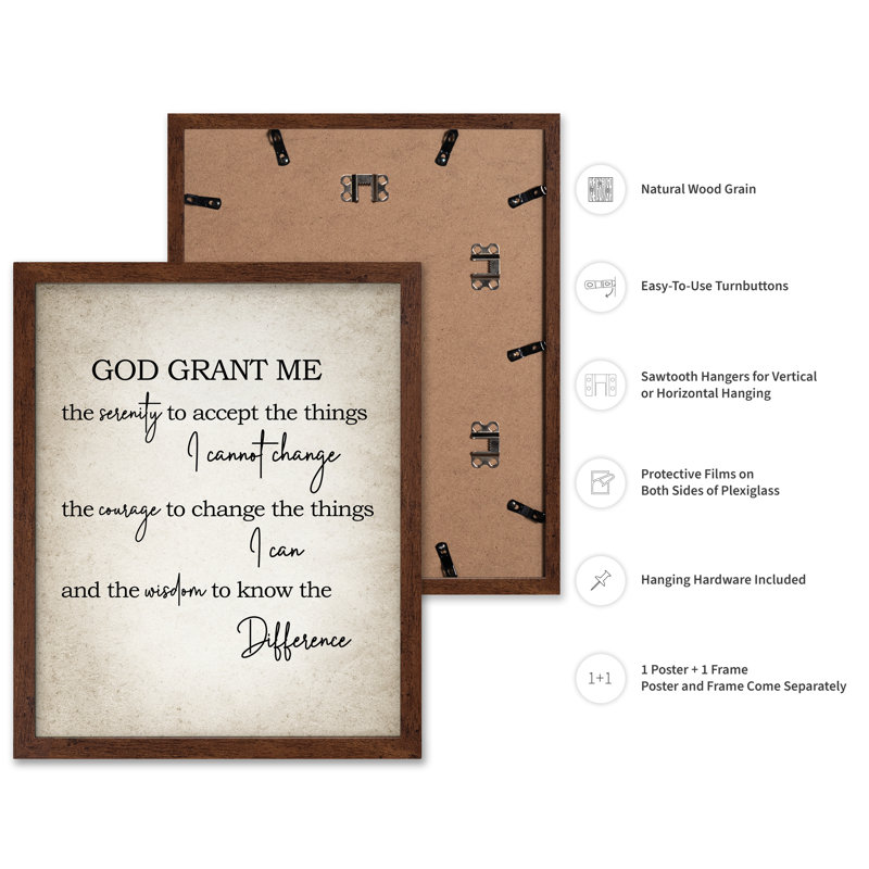 God God Me Sign, Poster, 12"H x 16"W, Brown Framed