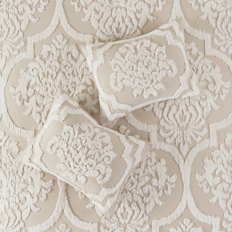 Housse de couette en coton chenille, double / grand, avec fermeture à boutons et cravate 3 pièces, Queen Comforter + 2 Shams