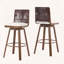 Tabouret de bar d'intérieur rembourré pivotant avec structure en métal et finition noyer, ensemble de 2
