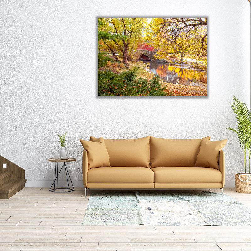 «Gapstow Bridge in Autumn, Central Park, New York», reproduction d'art sur toile, H 18 po x l 24 po
