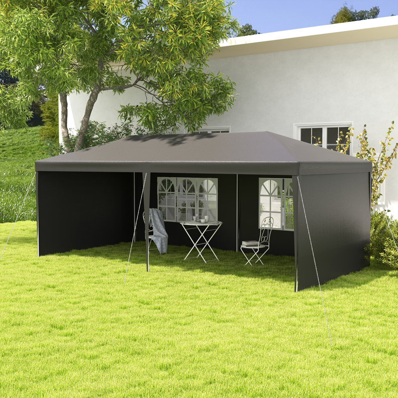 Bahattin 2.95m x 5.83m Metal Party Tent, Dark Grey