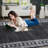 Washable Living Room Rug 8x10 Area Rugs with Non Slip Backing, Modern Geometric Diamond Border Pattern Foldable Soft Carpet, Low Pile Stain Resistant Floor Mats for Home Decor, Black Gray-964315569-964315571