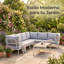 Ensemble de canapé de jardin - Style moderne et compact - Structure robuste en fer - Avec table - Table blanche + coussins gris + structure en fer-blanc