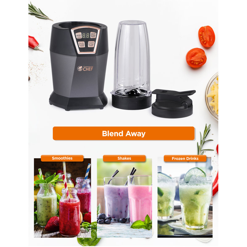 CHB Series COMMERCIAL CHEF Personal Blender with 6 Stainless Steel Blades, LED Display
