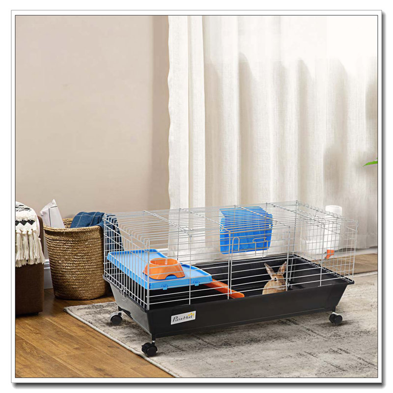 Cage à roulettes pour petits animaux, Noir