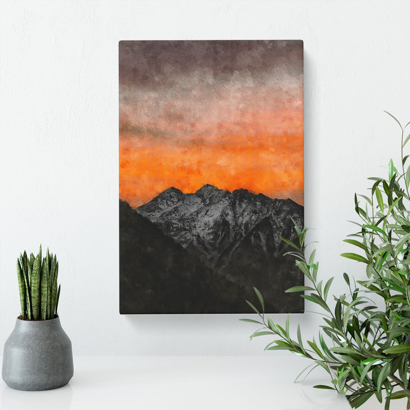 Orange Sky Above Mountains In Italy - Wrapped Canvas, 50cm H x 35cm W x 3cm D