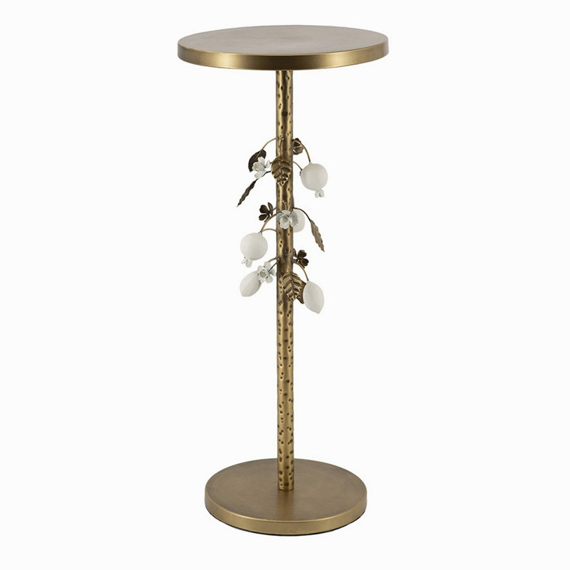D12x28.5" Round Iron Side Table