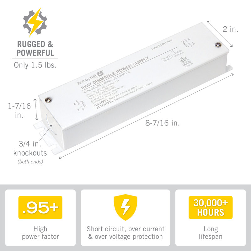 Transformateur 100W à DEL à intensité variable avec enceinte 12V DC