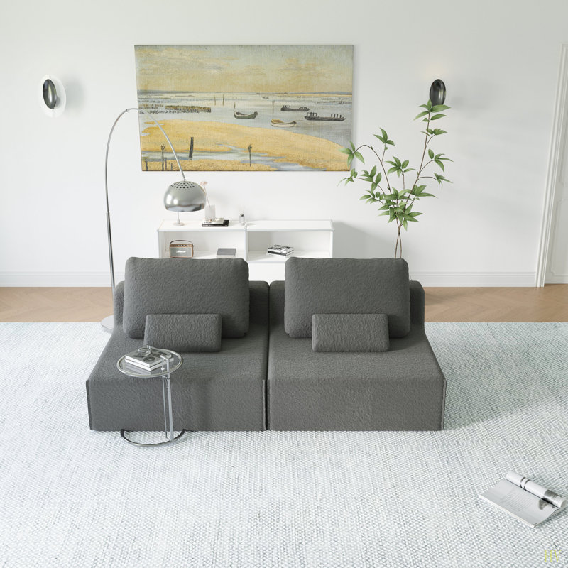 Canapé modulaire surdimensionné surdimensionné, ensemble de canapé de plancher Boucle de luxe, canapé convertible compressé, canapé spacieux rempli de mousse pour le salon, combinaison libre