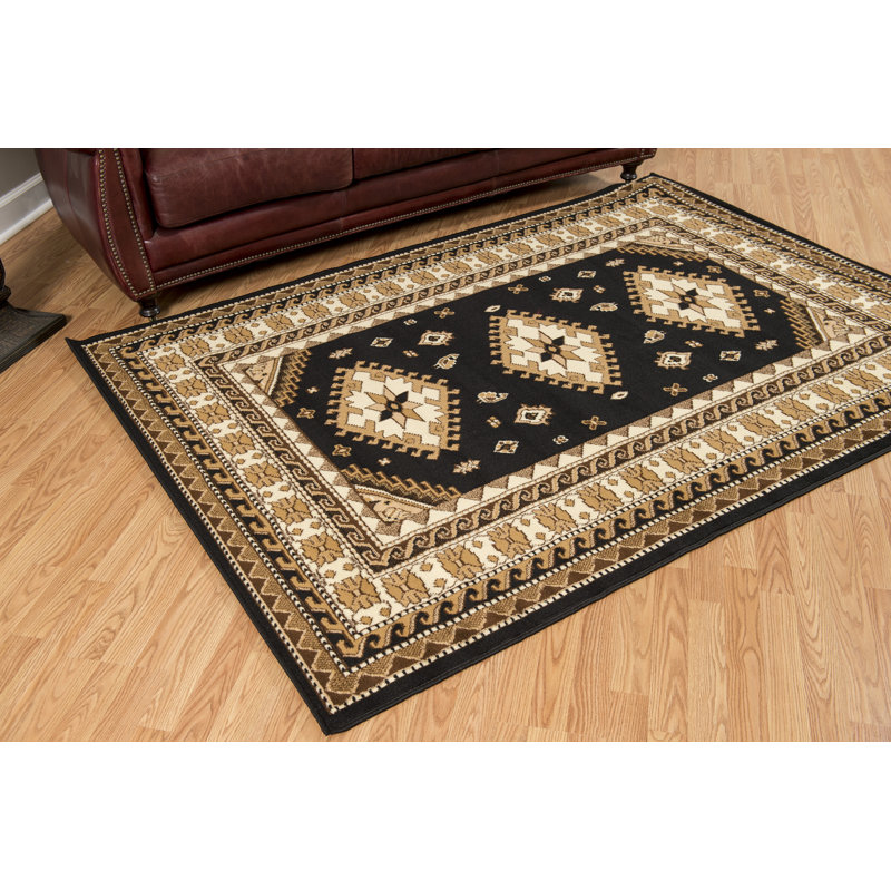 Tapis noir / brun Juana, Rectangle 1 pi 11 po x 3 pi 3 po