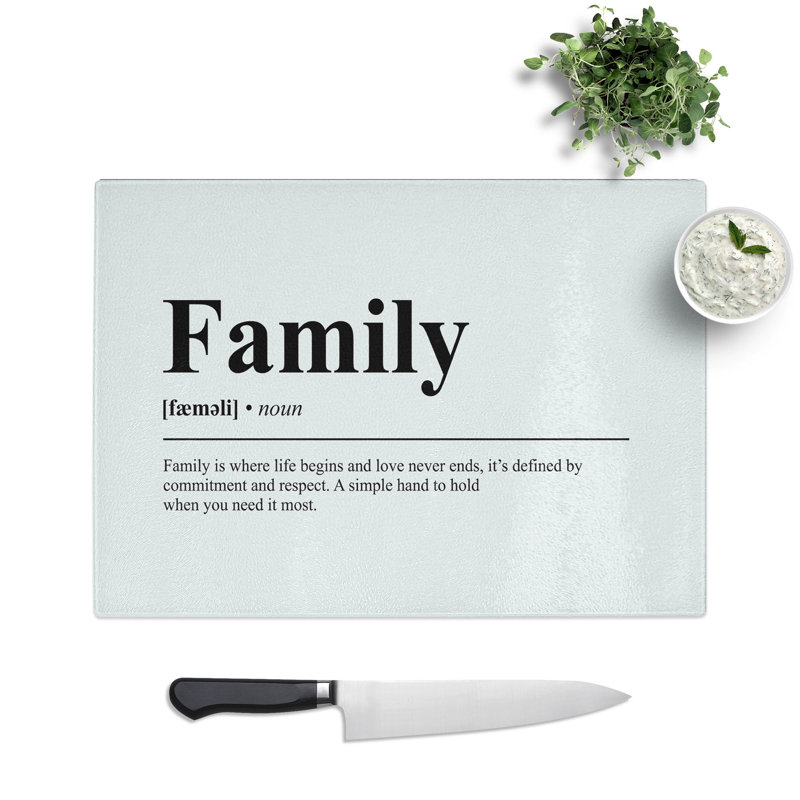 Dictionary Family Typography Chopping Board, 0.4cm H x 20cm W x 28.5cm L