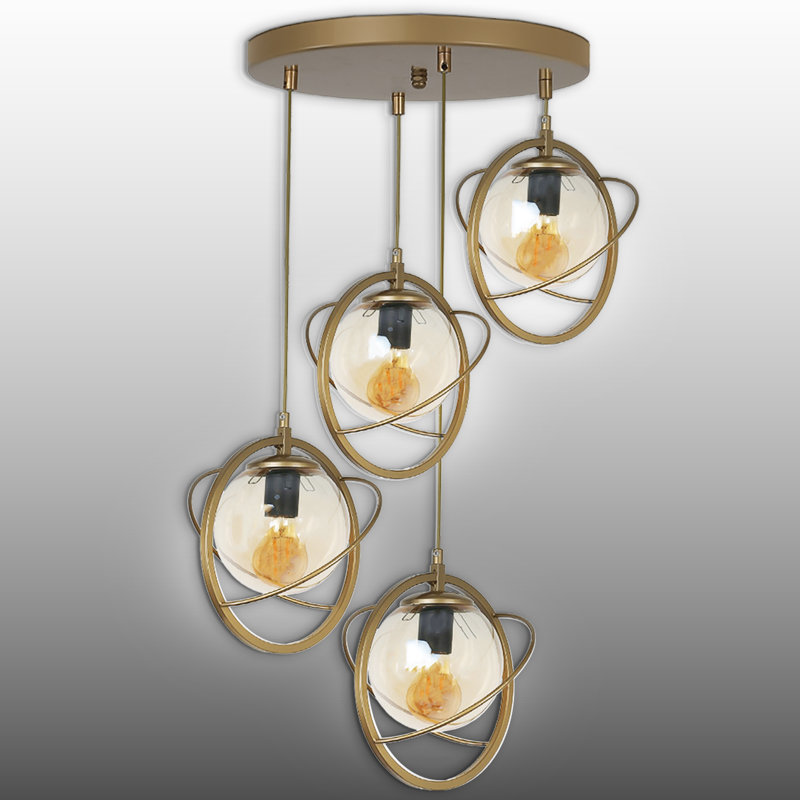 Adjustable Height 4 Lights Metal Body Cluster Pendant