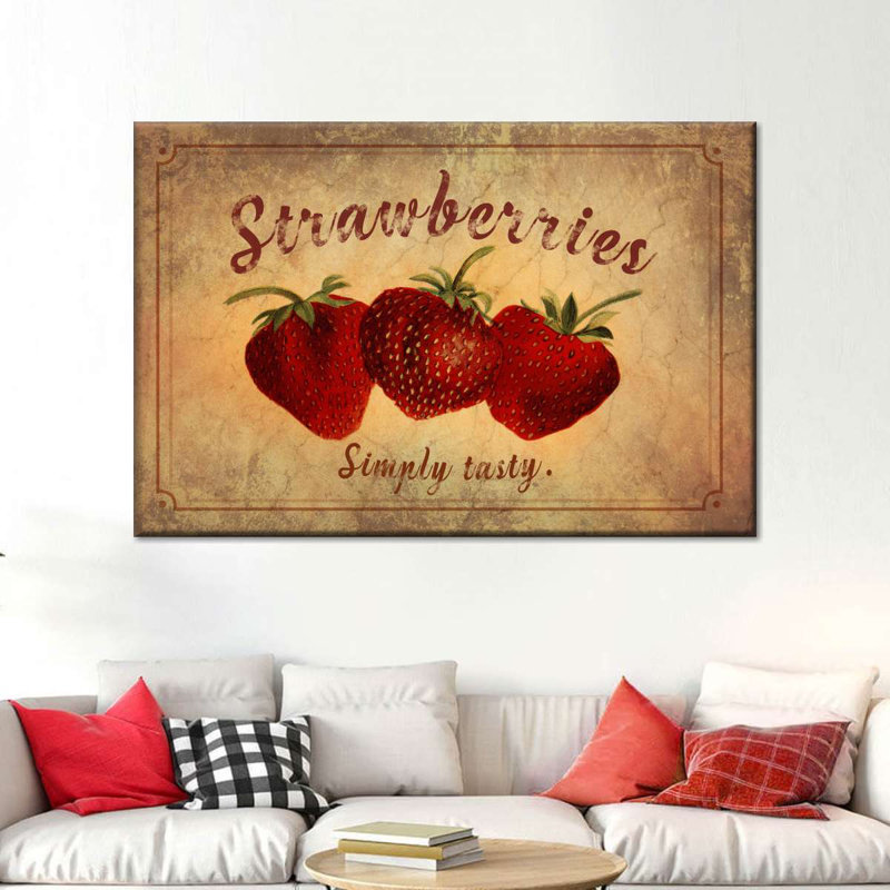 Fraises savoureuses sur toile, H 30 po x l 20 po x P 1,25 po