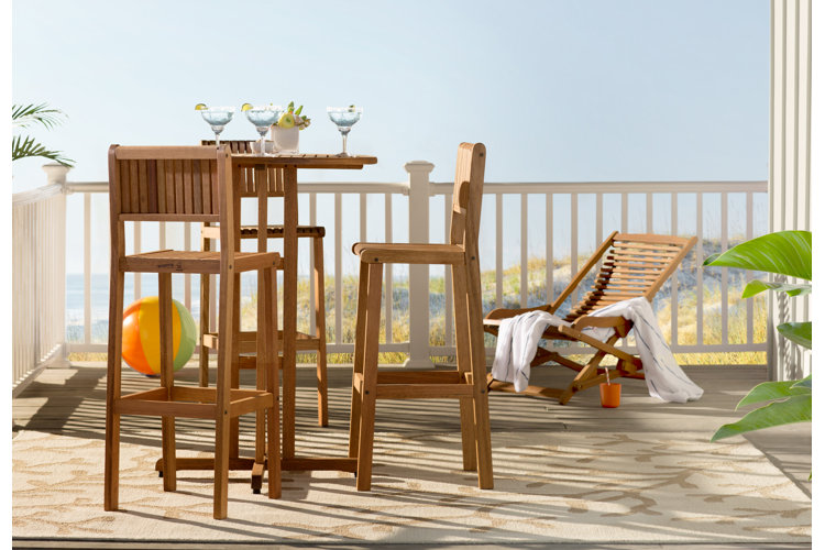 wooden outdoor patio bar set