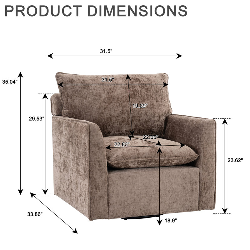 Ensemble de 2 chaises d'appoint pivotantes en chenille de 36,2 po de largeur (ensemble de 2)