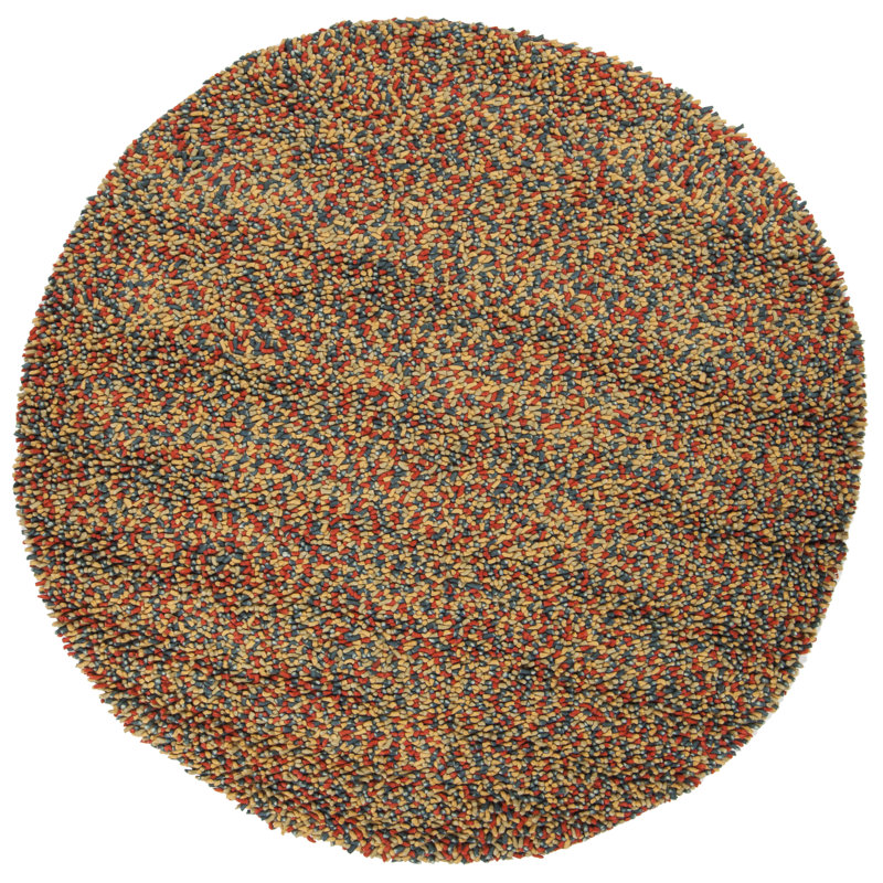Gems Blue/Gray Area Rug, Round 7'9", Brown/Yellow