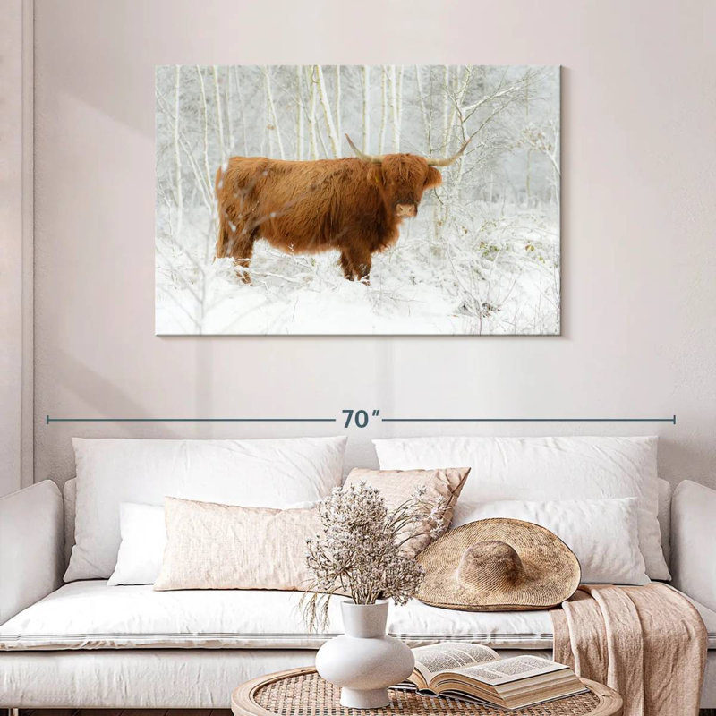 Brampt Winter Highland Cow, 30'' H x 45'' W