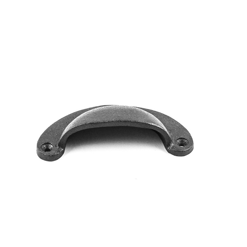 Black Iron Cup Pull with Mounting Hardware