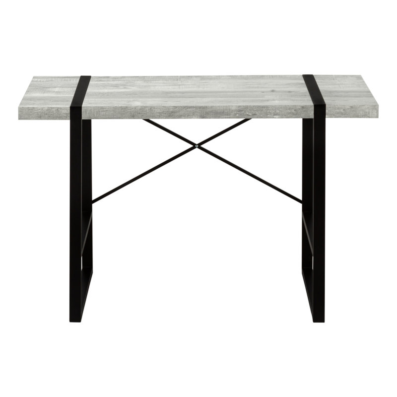 Bureau d'ordinateur, bureau personnel, ordinateur portable, L 48 po, travail, stratifié gris, métal noir, contemporain, moderne