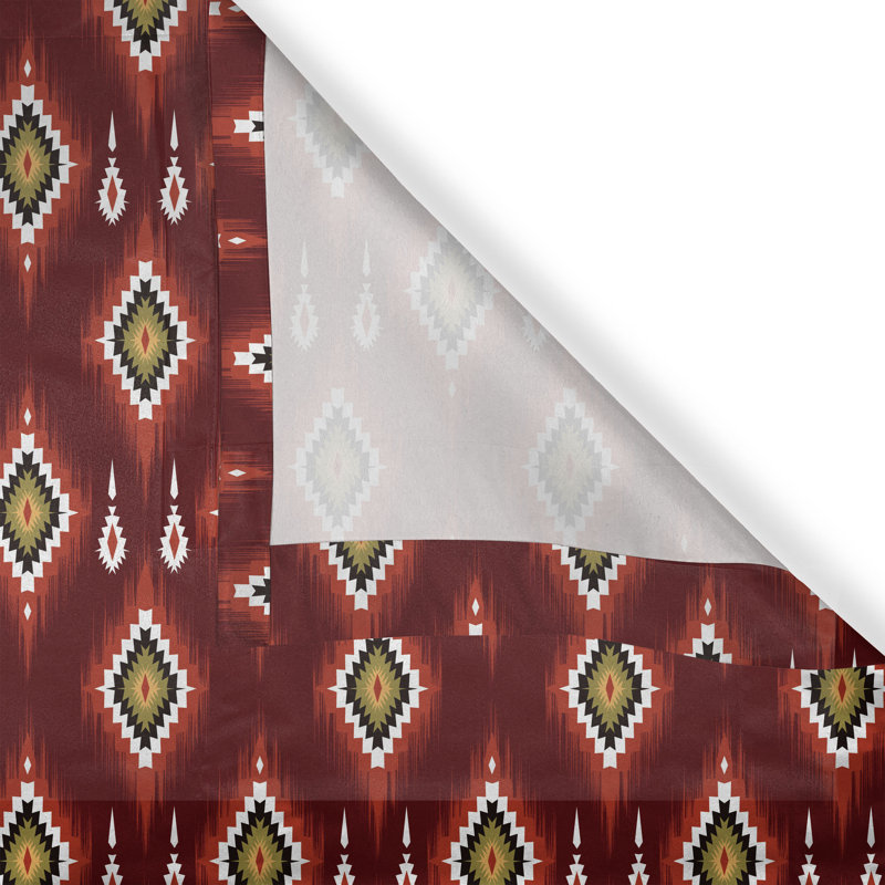 Rideau à œillets à motif à losanges avec motif à losanges et frange 50 po x 120 po Dakota Fields Aztec, L 50 po x L 108 po