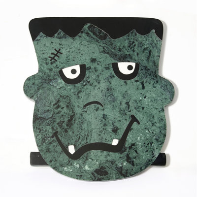 Planche de service en marbre et résine vert Frankenstien