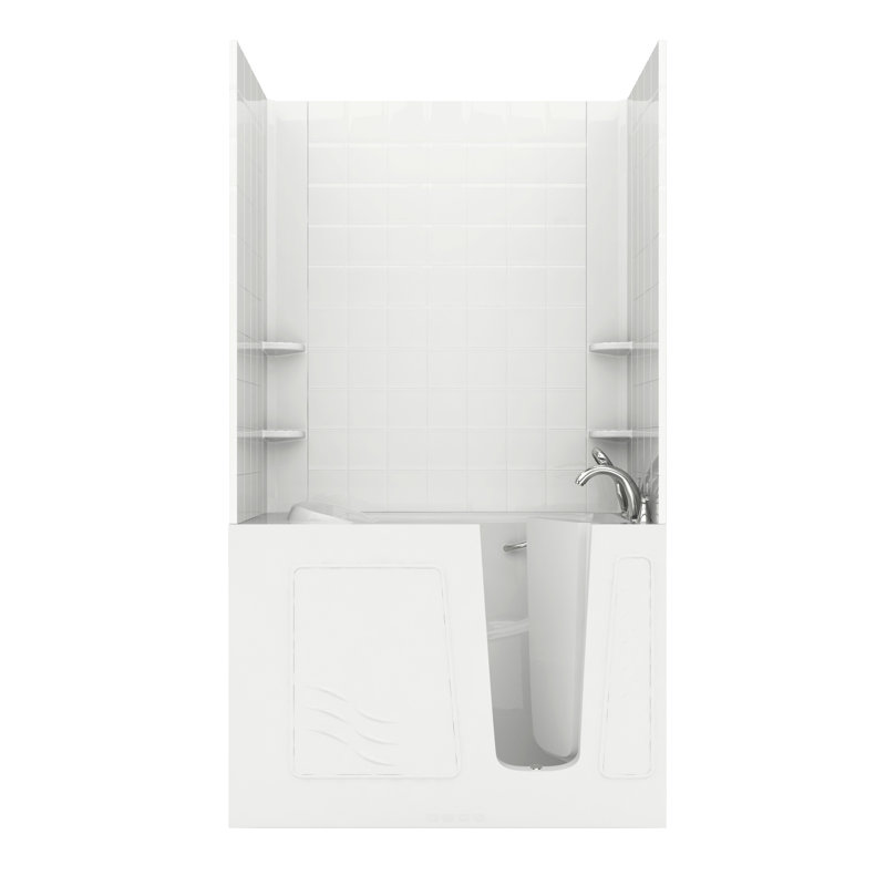 Ashton 52.8'' x 29.5'' Fiberglass Bathtub with Faucet, Right, White