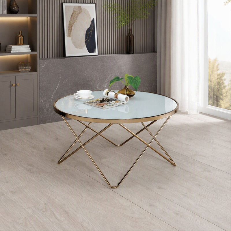 Table basse ronde Brielle en verre dépoli
