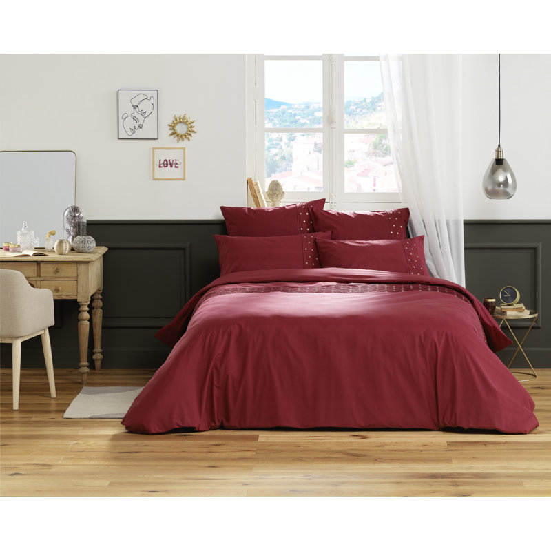 Buckhanon Cotton Solid Colour Duvet Cover, Burgundy, Super King Duvet Cover