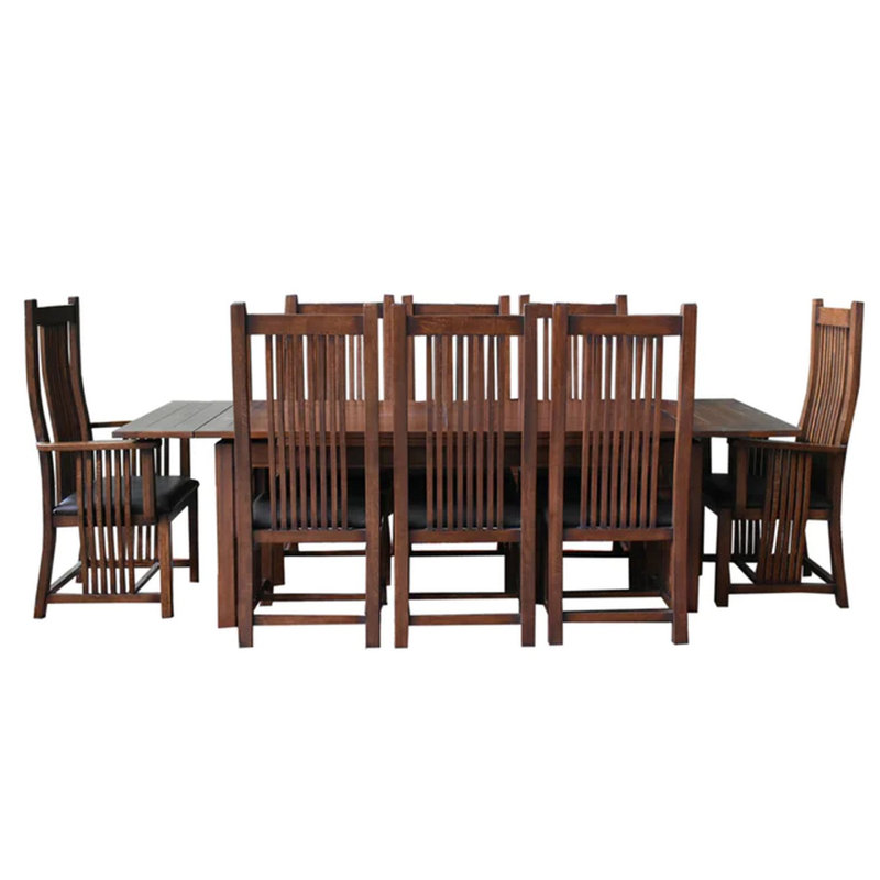 Solid Wood Solid Wood Top Four Leg Dining Set, Dark Brown
