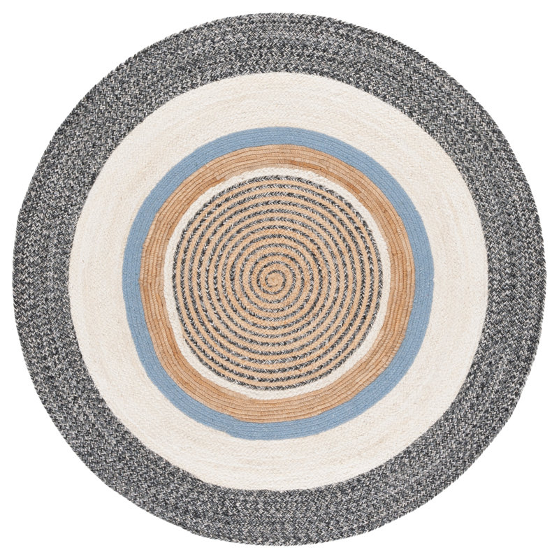 Tapis noir / ivoire Natural Fibre 527, Rond 4 pi