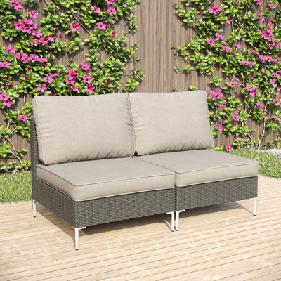 Outdoor Wikcer Armless Sofa Chairs