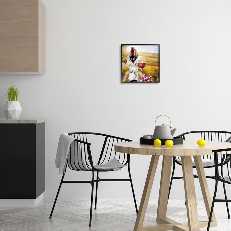 «Wine Bottle Scenery», art giclée par Kim Allen, H 12 po x l 12 po x P 1,5 po, Giclée encadrée noir minuit