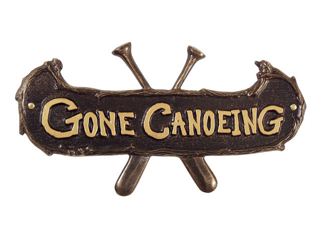 Gone Canoeing Garden Plaque, Bronze and Gold