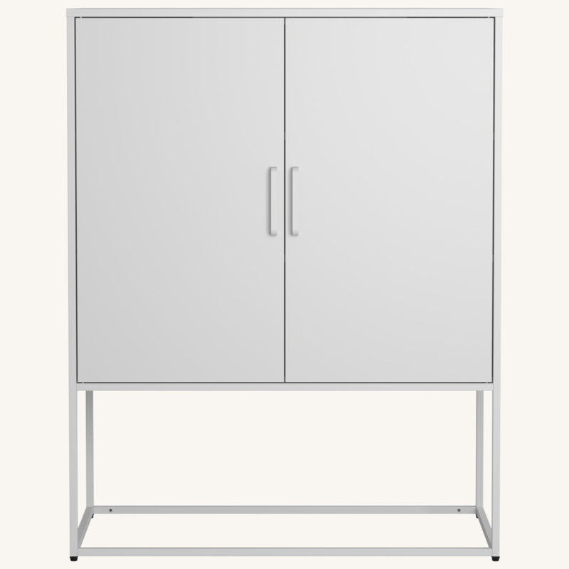 Buffet en métal robuste avec tablettes réglables et conception anti-basculement pour le rangement à la maison, Blanc
