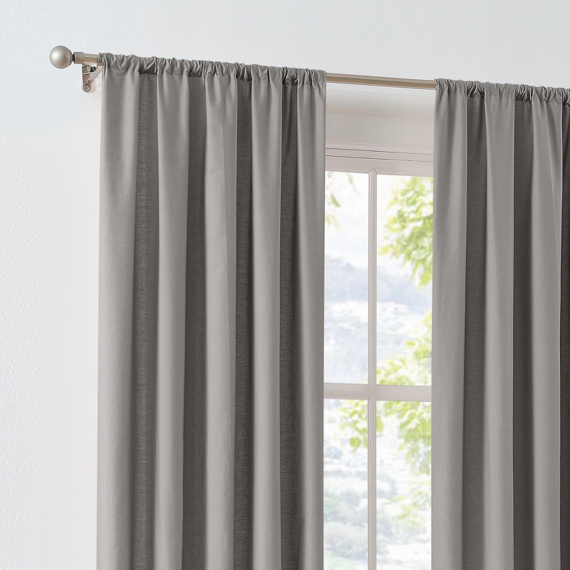 Paire de rideaux en percale de coton Ebern Designs, Gris, L 50 po x L 96 po