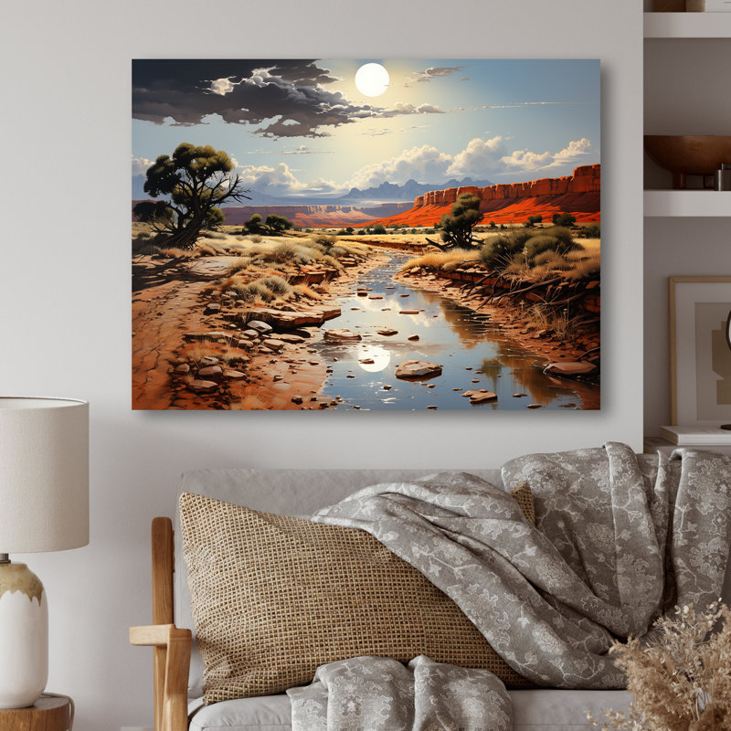 «Moonlit Sunset On Canyon Landscape I - Canyon & Desert», art mural en métal, H 12 po x l 20 po x P 1 po