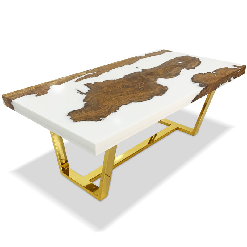 Coffee Table, 17.7" H x 47.2" L x 23.6" W, Ghost White/Brown
