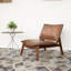 Chaise longue Russ en cuir véritable style Mid-Century avec structure en bois massif