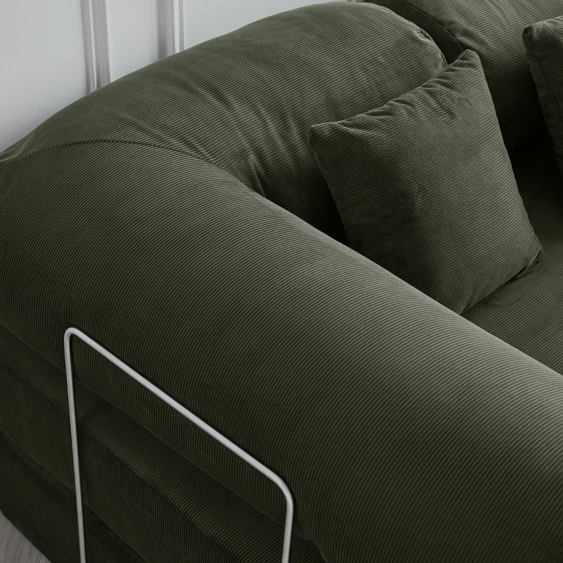 Jairden Corduroy Boneless 3-in-1 Adjustable Corduroy Sleeper Sofa Bed In A Box, Convertible Modern Foldable Sofa (with 2 Throw Pillows)
