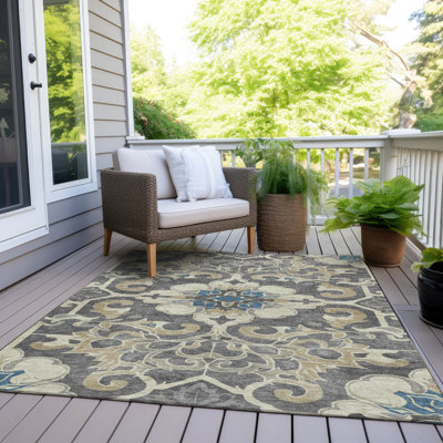 Tapis beige intérieur / extérieur lavable à la machine