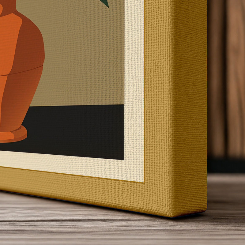 Terracotta Arrangement Botanical - Wrapped Canvas, 36x24 - 91.4 x 61.0 cm, Ochre Border