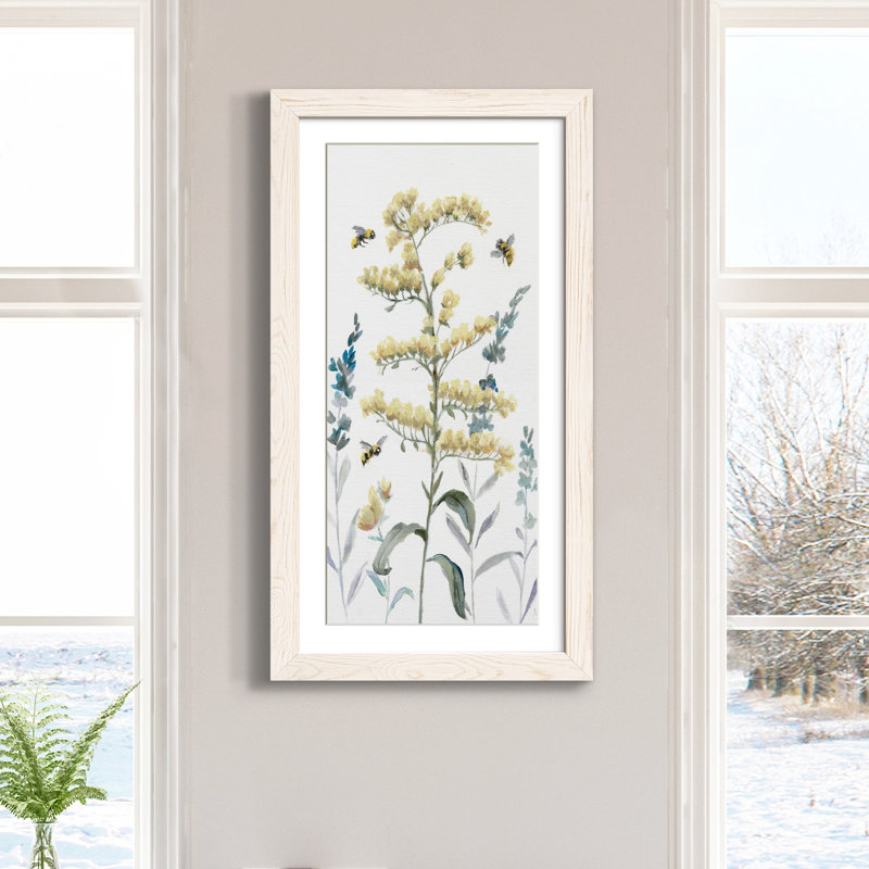 Bumble Bee Garden I - peinture sur toile encadrée, Blanc