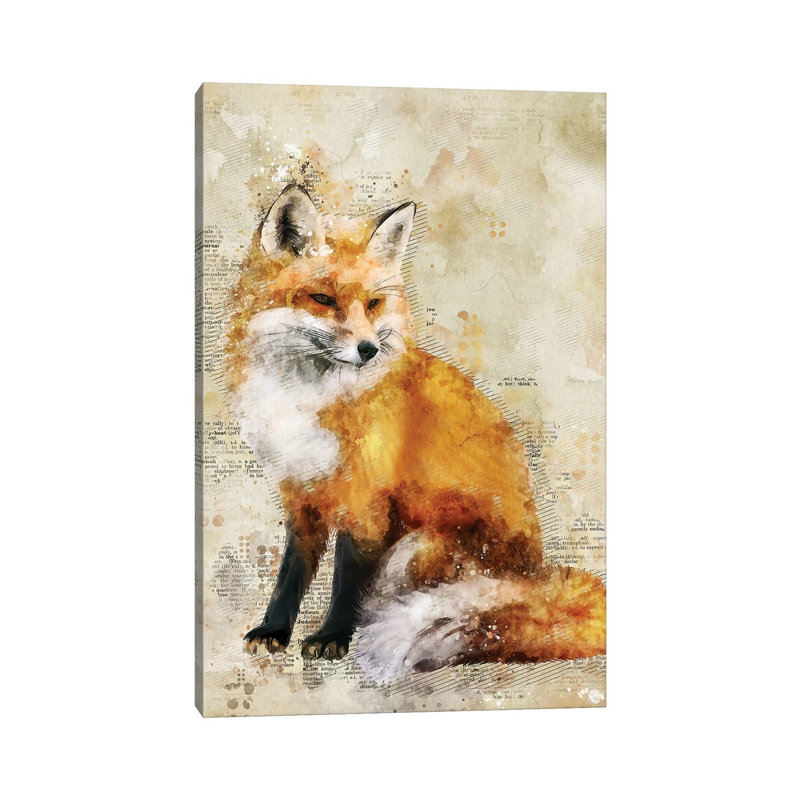 Fox by Durro Art - Wrapped Canvas Painting, 20.32 cm H x 30.48 cm W