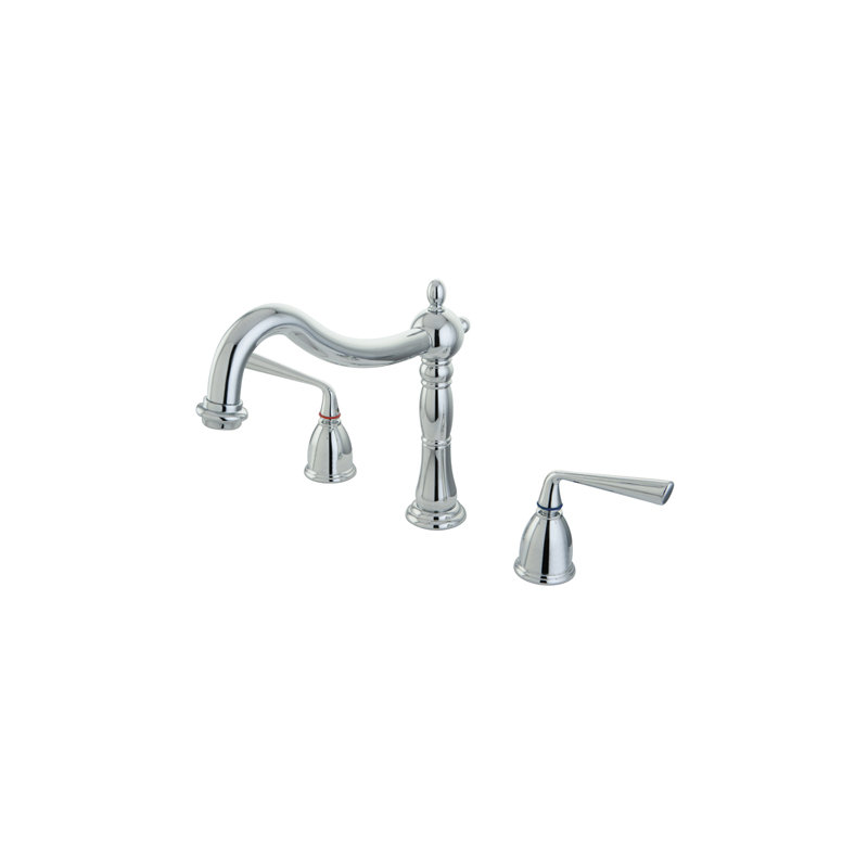 Kingston Brass Silver Sage Two-Handle 3-Hole Deck Mount Roman Tub Faucet, Polished Chrome