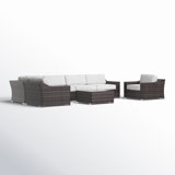 Saffi Wicker Fully Assembled 5 - Person Seating Group with Cushions