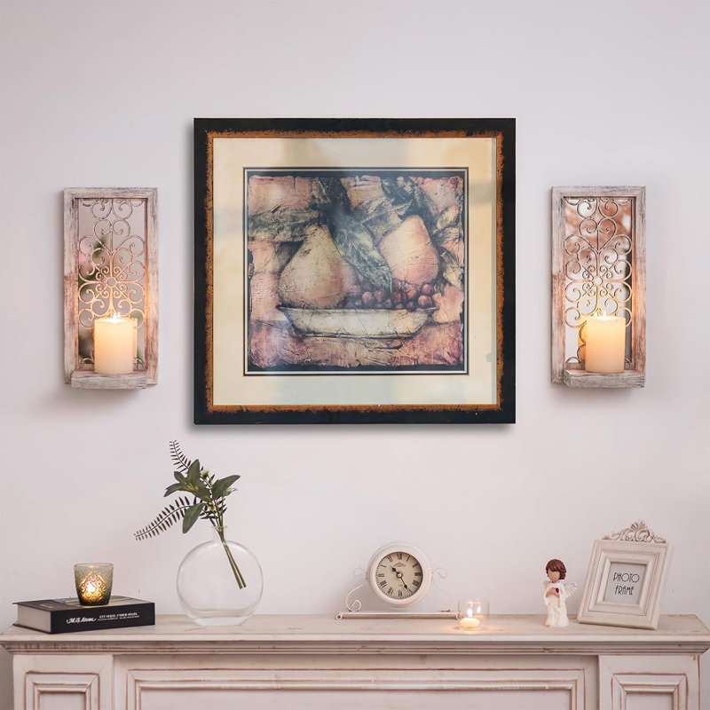 Mirror Wall Candlestick Decoration White