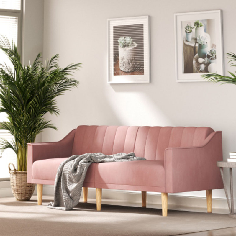 Keesa Cotton Sofa Bed, Pink Wood