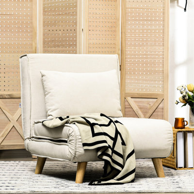 Fauteuil convertible, canapé-lit multifonctionnel pour le salon, la chambre à coucher, le bureau à domicile, beige. Réglable et confortable avec tissu respirant et coussin supplémentaire. Structure en métal, capacité de 330 lb. Chaise: