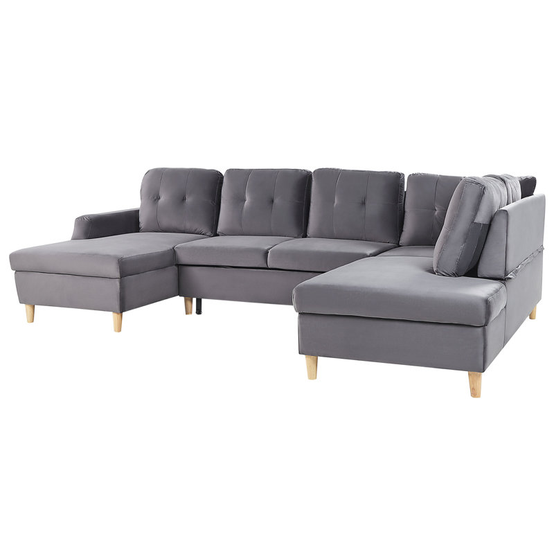 Abdirizaq 4 Seater Velvet Sofa Bed, Grey